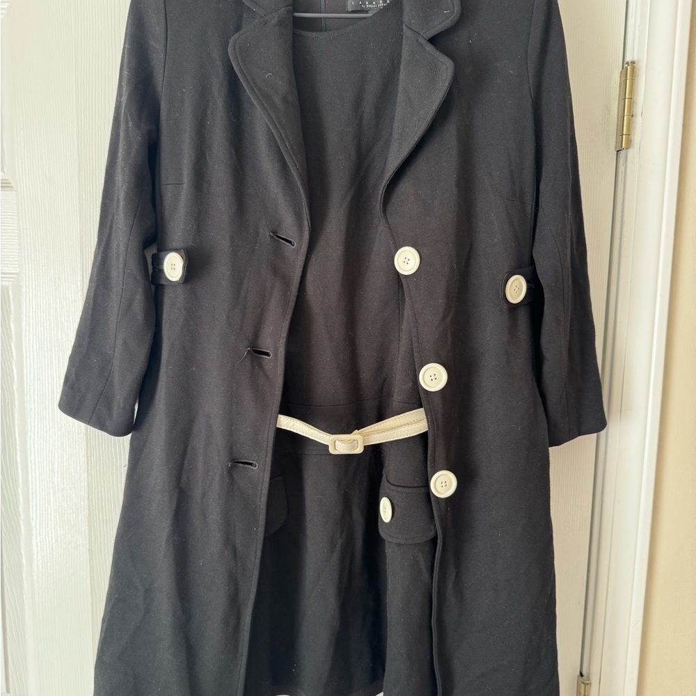 Elegant Black Women's Coat with White Accents